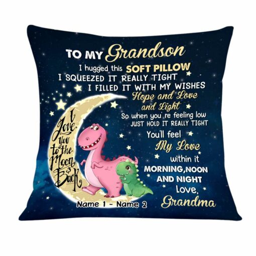 Personalized Grandma Dinosaur On The Moon Pillow