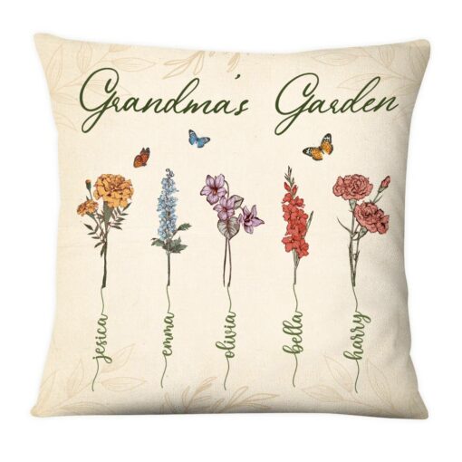 Personalized Grandma Garden Vintage Antique Flowers Pillow