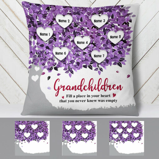 Personalized Grandma Grandpa Heart Tree Pillow