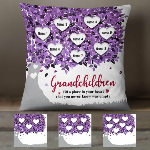 Personalized Grandma Grandpa Heart Tree Pillow