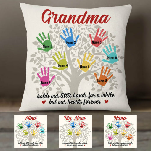 Personalized Grandma Handprint Tree Pillow