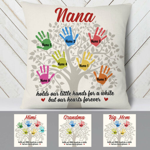 Personalized Grandma Handprint Tree Pillow