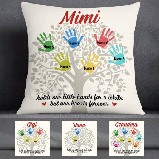 Personalized Grandma Handprint Tree Pillow