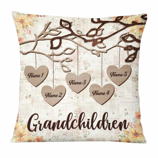 Personalized Grandma Heart Love Tree Pillow