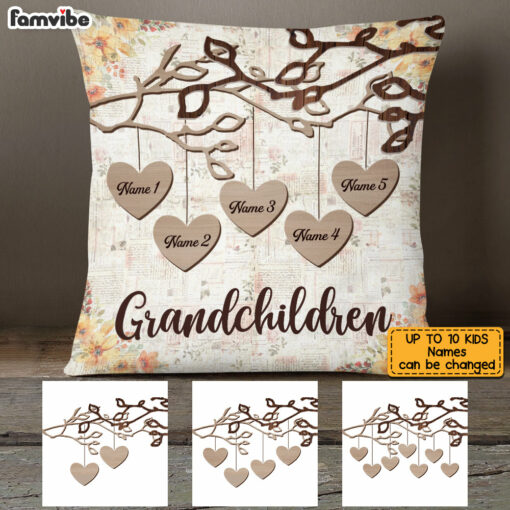 Personalized Grandma Heart Love Tree Pillow