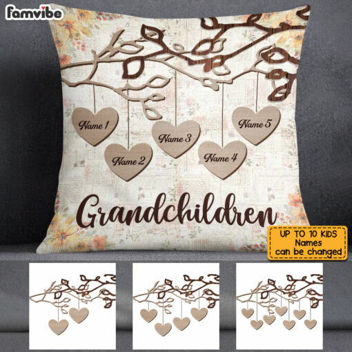 Personalized Grandma Heart Love Tree Pillow