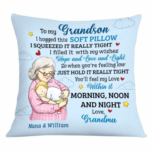 Personalized Grandma Holding Grandson Pillow