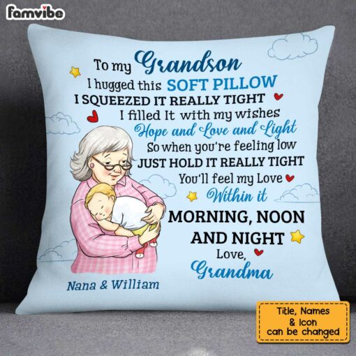 Personalized Grandma Holding Grandson Pillow