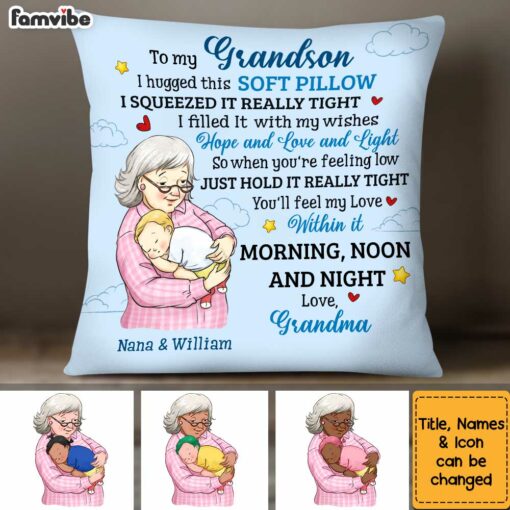 Personalized Grandma Holding Grandson Pillow