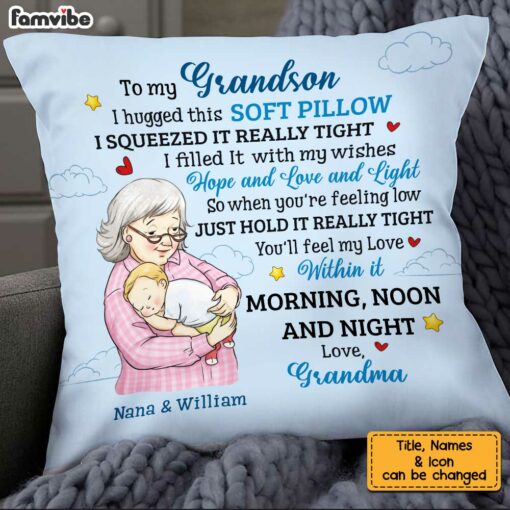 Personalized Grandma Holding Grandson Pillow