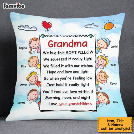 Personalized Grandma Hug This Drawing Pillow