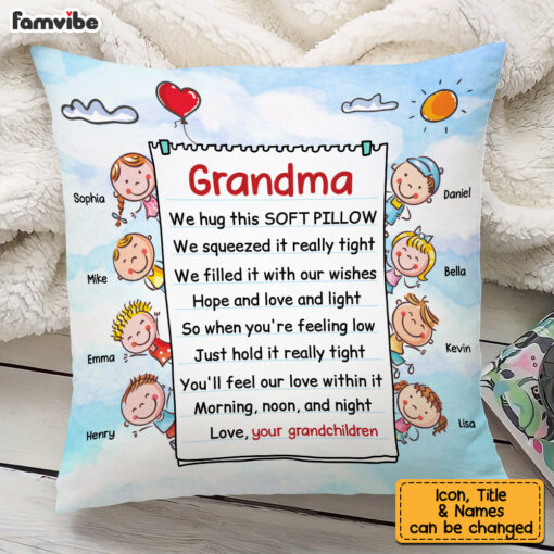 Personalized Grandma Hug This Drawing Pillow