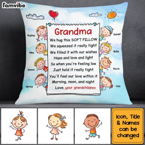 Personalized Grandma Hug This Drawing Pillow