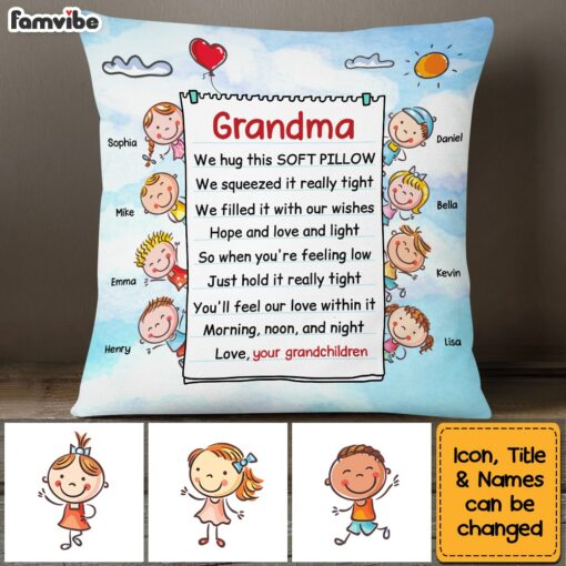 Personalized Grandma Hug This Drawing Pillow