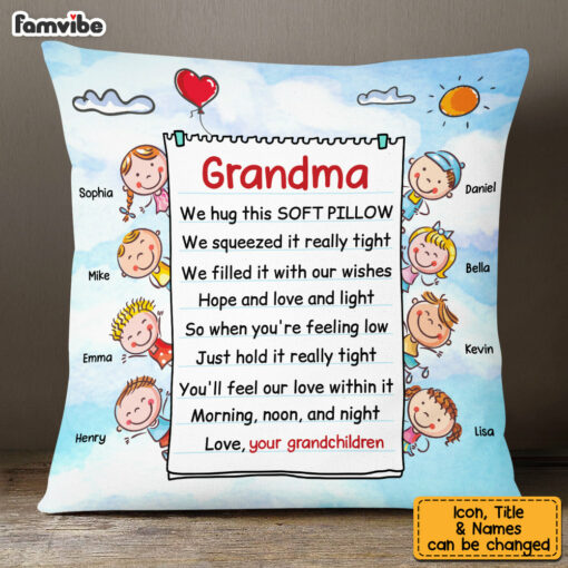 Personalized Grandma Hug This Drawing Pillow