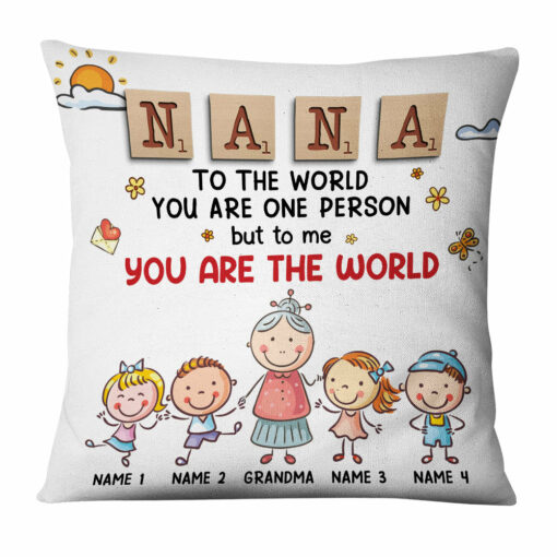 Personalized Grandma Is The World Kid Grandkid Granddaughter Grandson Pillow