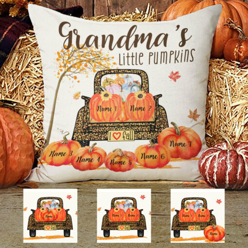 Personalized Grandma Little Pumpkins Truck Pillow