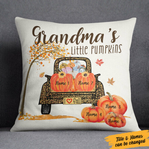 Personalized Grandma Little Pumpkins Truck Pillow