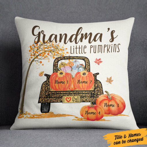 Personalized Grandma Little Pumpkins Truck Pillow