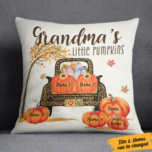 Personalized Grandma Little Pumpkins Truck Pillow