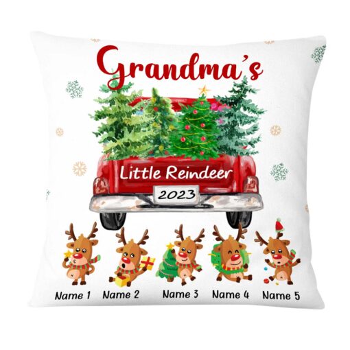 Personalized Grandma Little Reindeer Christmas Pillow