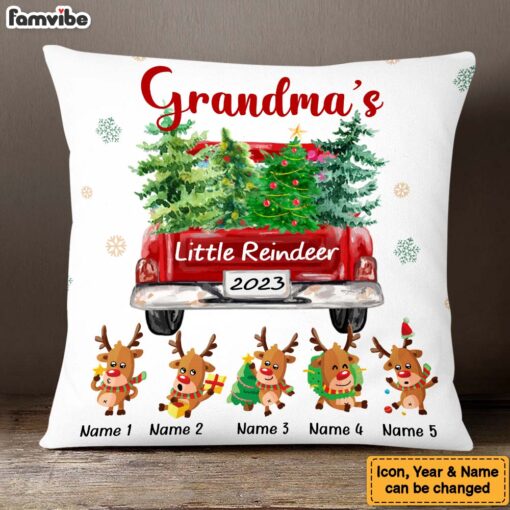 Personalized Grandma Little Reindeer Christmas Pillow