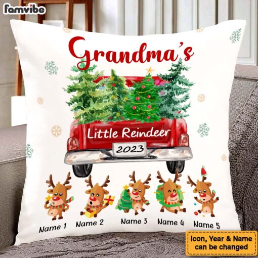 Personalized Grandma Little Reindeer Christmas Pillow