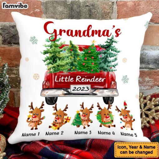 Personalized Grandma Little Reindeer Christmas Pillow