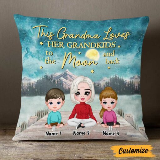 Personalized Grandma Love To Moon And Back Pillow