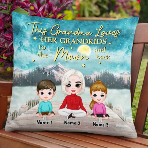 Personalized Grandma Love To Moon And Back Pillow