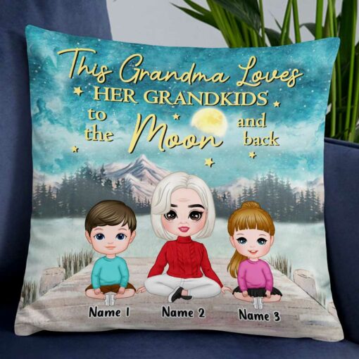 Personalized Grandma Love To Moon And Back Pillow