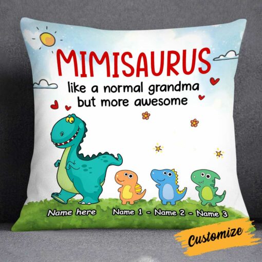 Personalized Grandma Mimi Dinosaur Pillow