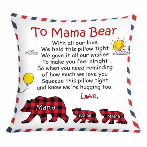 Personalized Grandma Mom Bear Pillow