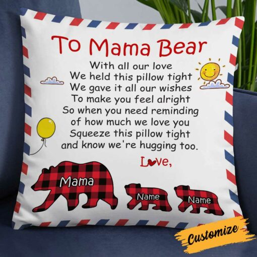 Personalized Grandma Mom Bear Pillow