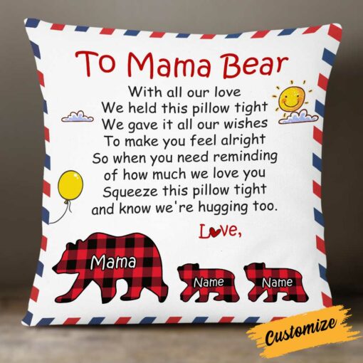 Personalized Grandma Mom Bear Pillow