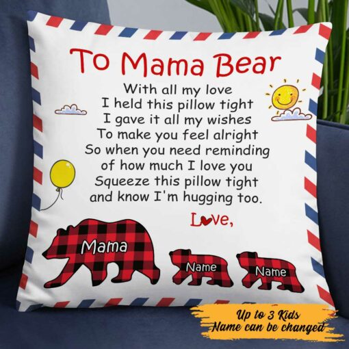 Personalized Grandma Mom Bear Pillow