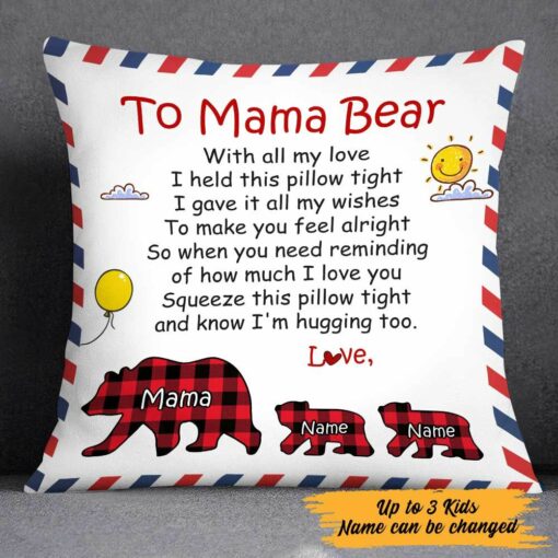 Personalized Grandma Mom Bear Pillow