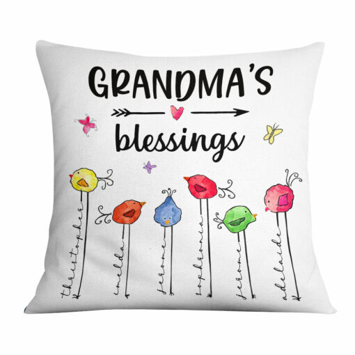 Personalized Grandma Mom Bird Tree Pillow