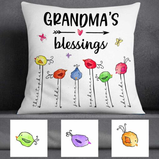 Personalized Grandma Mom Bird Tree Pillow