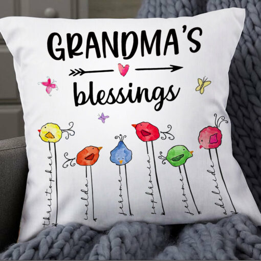 Personalized Grandma Mom Bird Tree Pillow