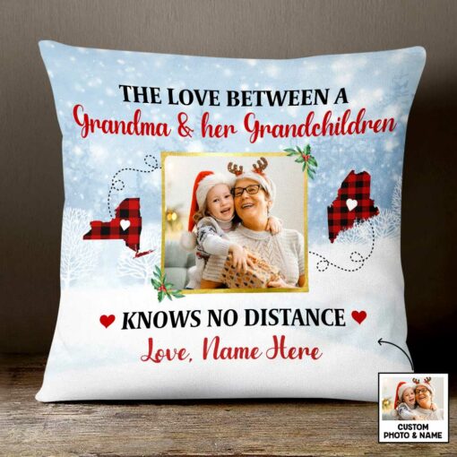 Personalized Grandma Mom Granddaughter Photo Long Distance Pillow