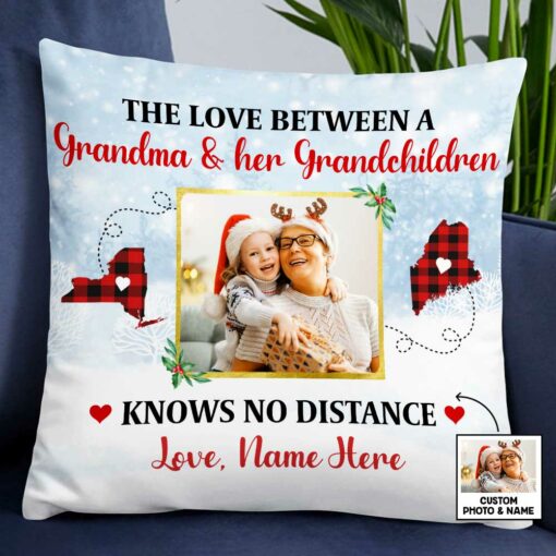 Personalized Grandma Mom Granddaughter Photo Long Distance Pillow