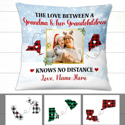 Personalized Grandma Mom Granddaughter Photo Long Distance Pillow