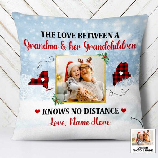 Personalized Grandma Mom Granddaughter Photo Long Distance Pillow