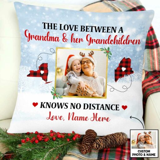 Personalized Grandma Mom Granddaughter Photo Long Distance Pillow