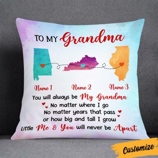 Personalized Grandma Mom Long Distance Pillow