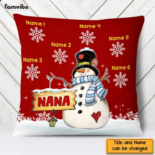 Personalized Grandma Nana Snowman Pillow