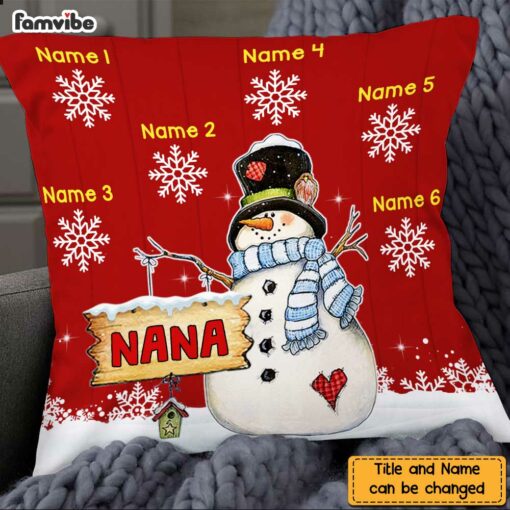 Personalized Grandma Nana Snowman Pillow