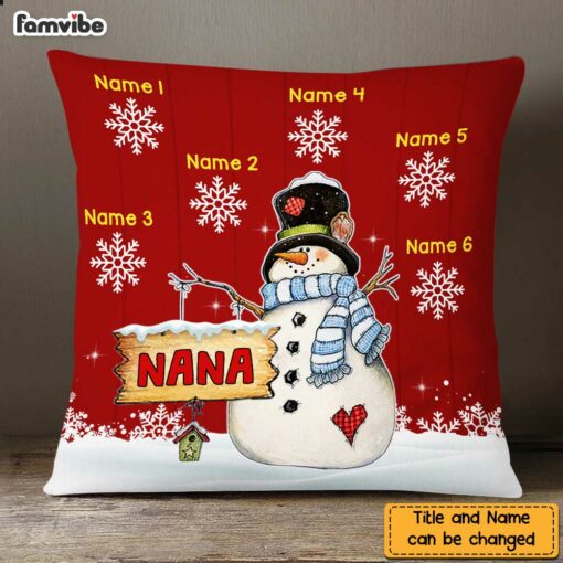 Personalized Grandma Nana Snowman Pillow