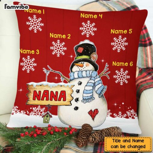 Personalized Grandma Nana Snowman Pillow